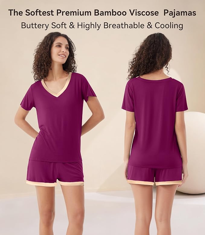 Women's Bamboo Cooling Pajama Set - Short Sleeve - 2 Piece