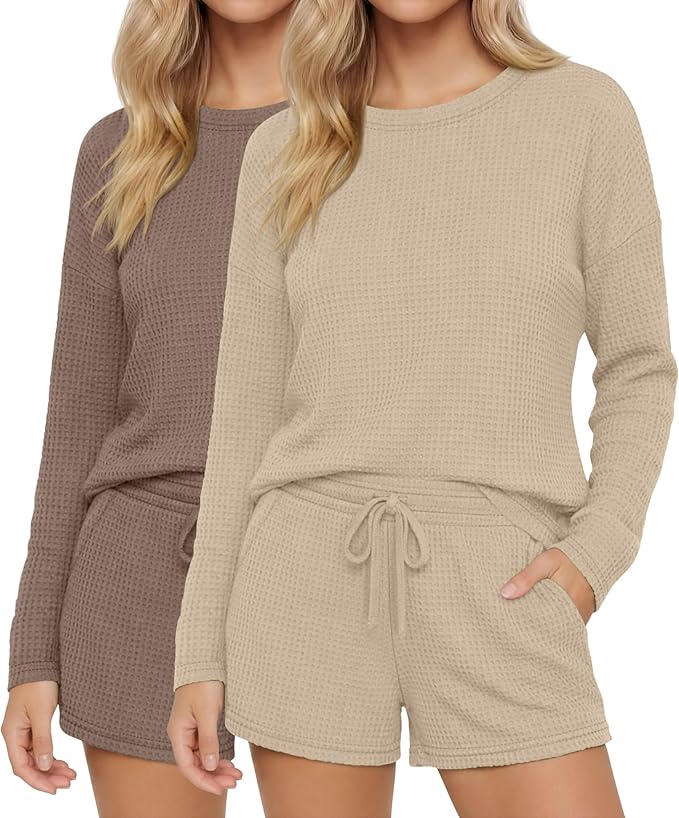 Women's Shorts Pajama Set - Long Sleeve - 2 Pack - 2 Piece