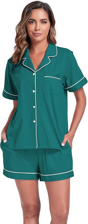 100% Cotton Pajama Set - Short Sleeve - 2 Piece
