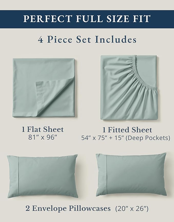 Linen Bed Sheet Set - Full - 4 Piece