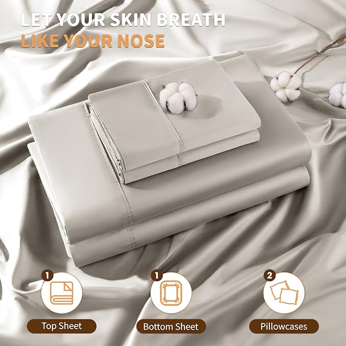 100% Cotton Bed Sheet Set - Queen - 4 Piece