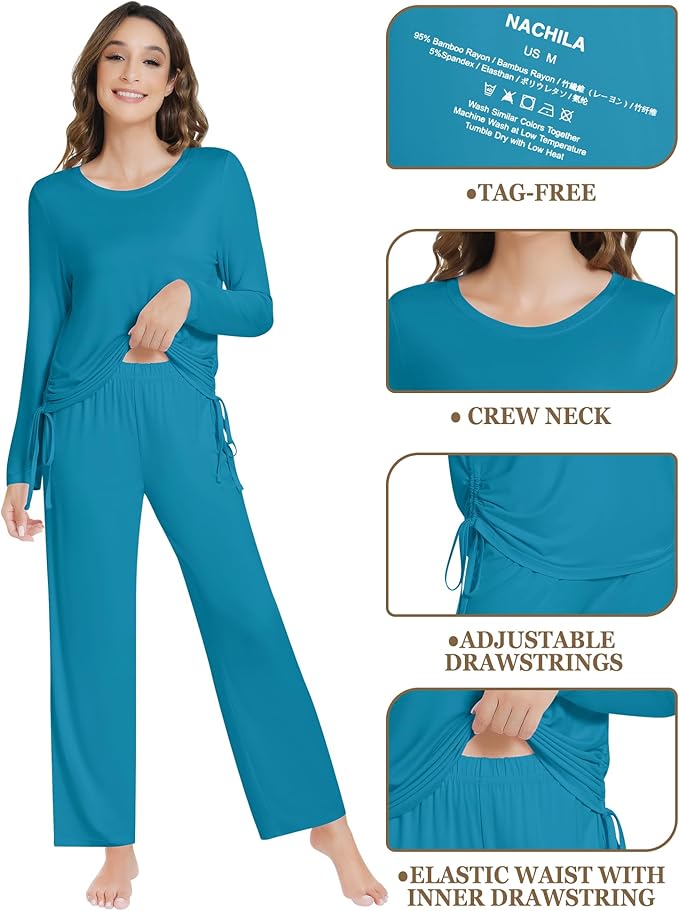 Women's Bamboo Pants Pajama Set - Long Sleeve - 2 Piece
