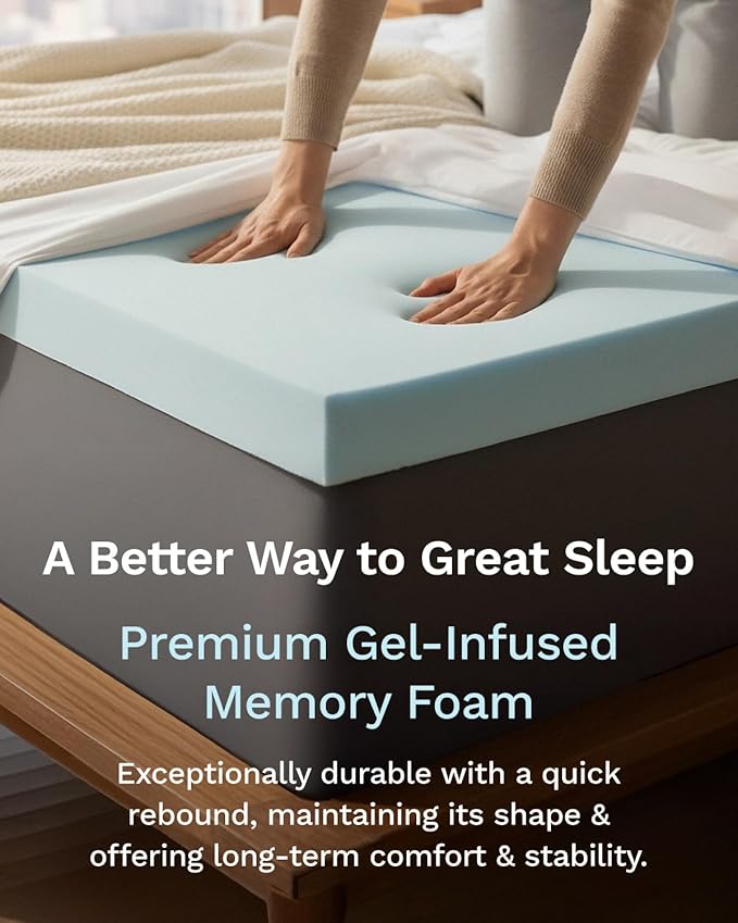 Memory Foam Cooling Mattress Topper - Queen