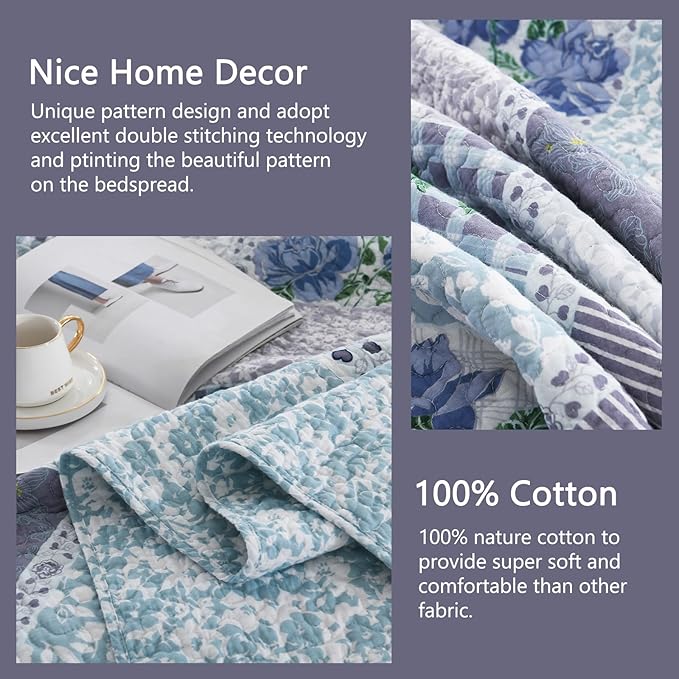 100% Cotton Bedding Set - California King - 120 x 120 in - 3 Piece