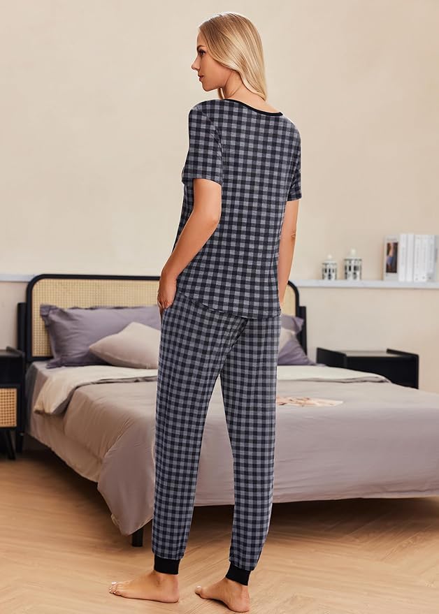 Women's Pants Pajama Set - Short Sleeve - 2 Piece