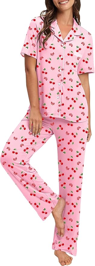 Women's 100% Cotton Pajama Set - Short Sleeve - 2 Piece