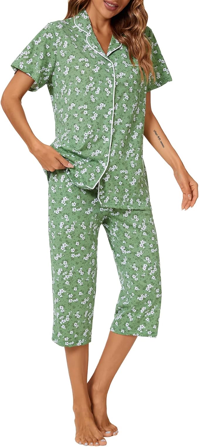 Capri Pajama Set - Short Sleeve - 2 Piece
