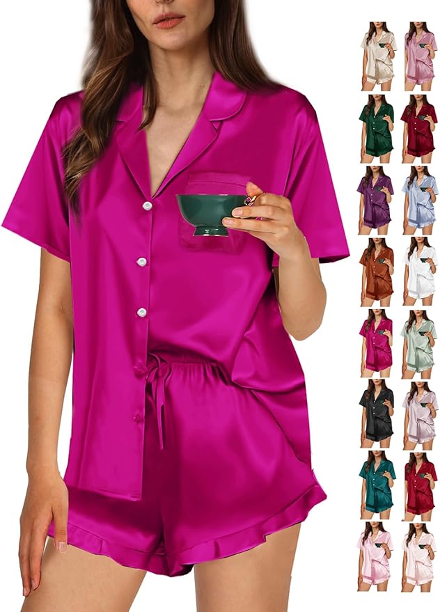 Women's Satin Pajama Set - 2 Piece