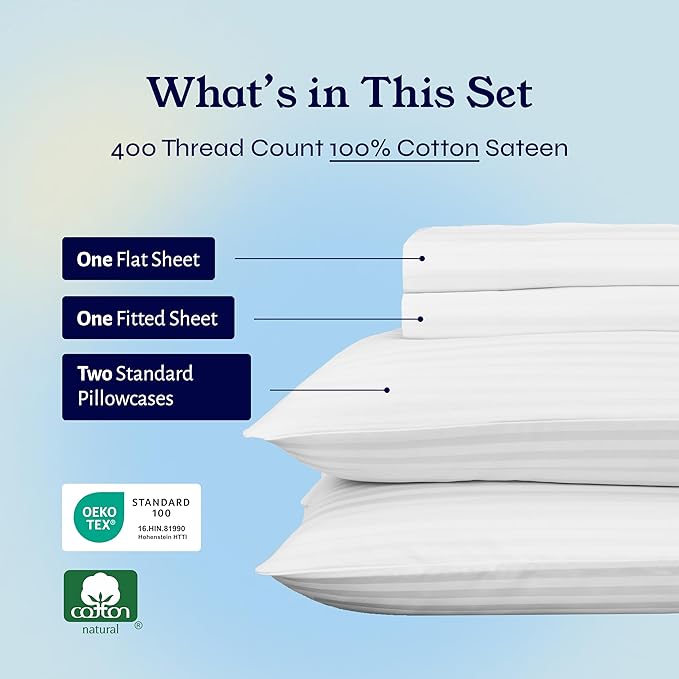 100% Cotton Bed Sheet Set - Full - 4 Piece