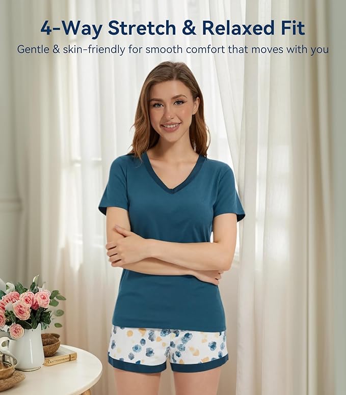 Women's Bamboo Cooling Pajama Set - Short Sleeve - 2 Piece