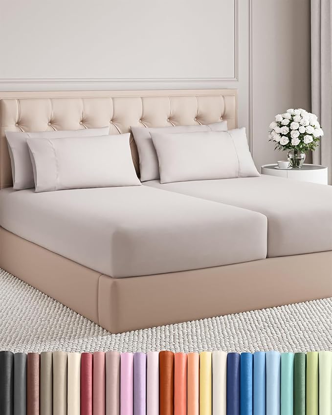 Cooling Bed Sheet Set - Split King - 16 in Deep Pocket - 7 Piece