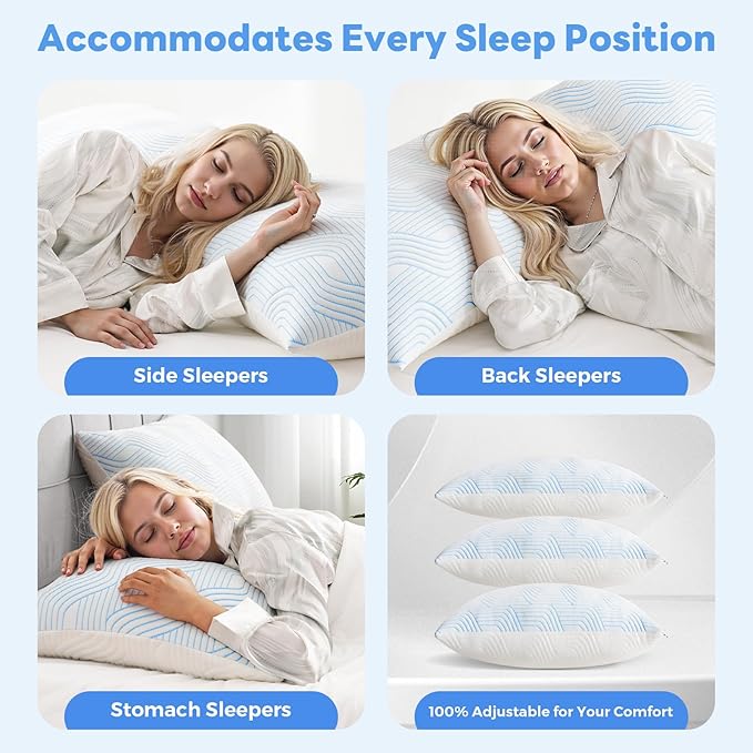 Memory Foam Cooling Bed Pillow - Standard - 2 Pack