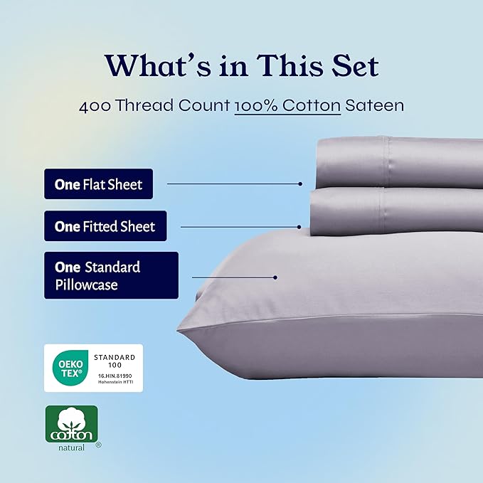 100% Cotton Bed Sheet Set - Twin XL - 3 Piece