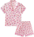 Satin Pajama Set - Short Sleeve - 2 Piece