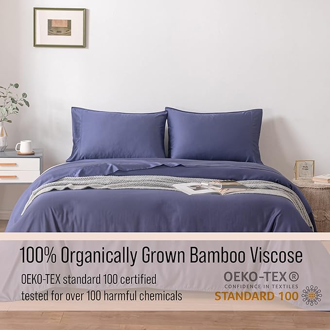Bamboo Cooling Bed Sheet Set - King - 18 in Deep Pocket