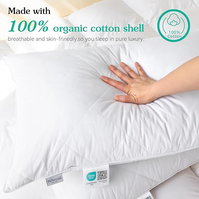 100% Cotton Bed Pillow - Queen - 2 Piece
