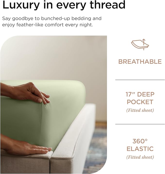 100% Cotton Bed Sheet Set - King - 4 Piece