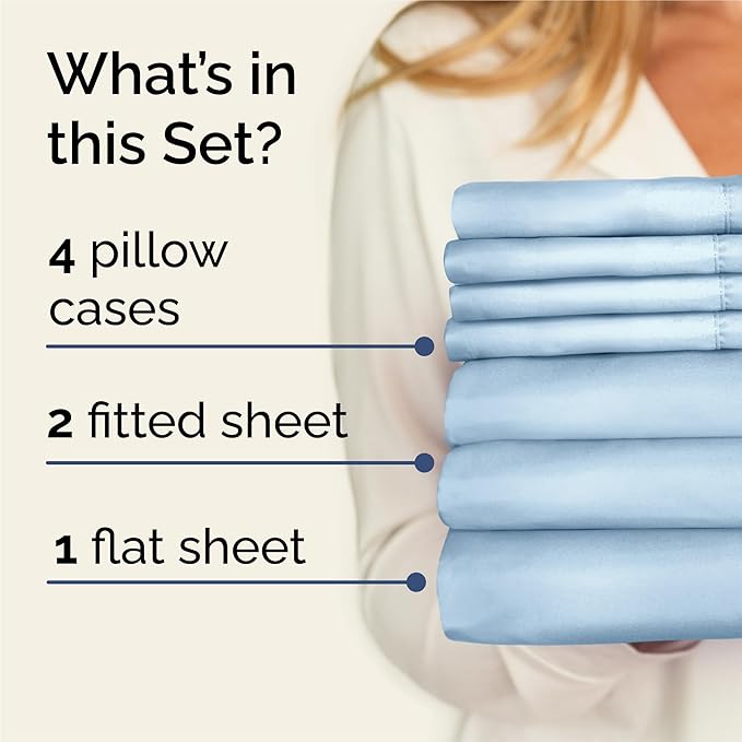 Cooling Bed Sheet Set - Split King - 16 in Deep Pocket - 7 Piece