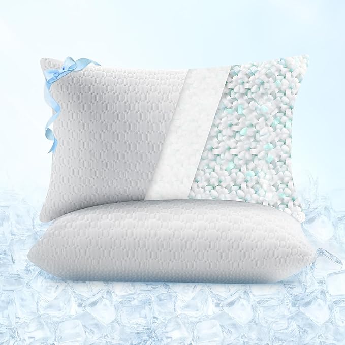 Memory Foam Cooling Bed Pillow - King - 2 Piece
