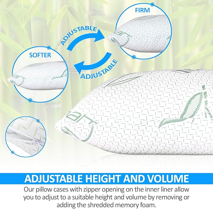 Bamboo Cooling Bed Pillow - King - 2 Pack
