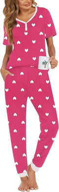 Women's Pants Pajama Set - Short Sleeve - 2 Piece