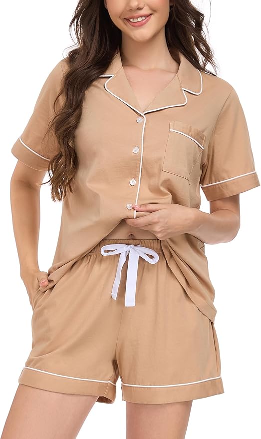 100% Cotton Pajama Set - Short Sleeve - 2 Piece