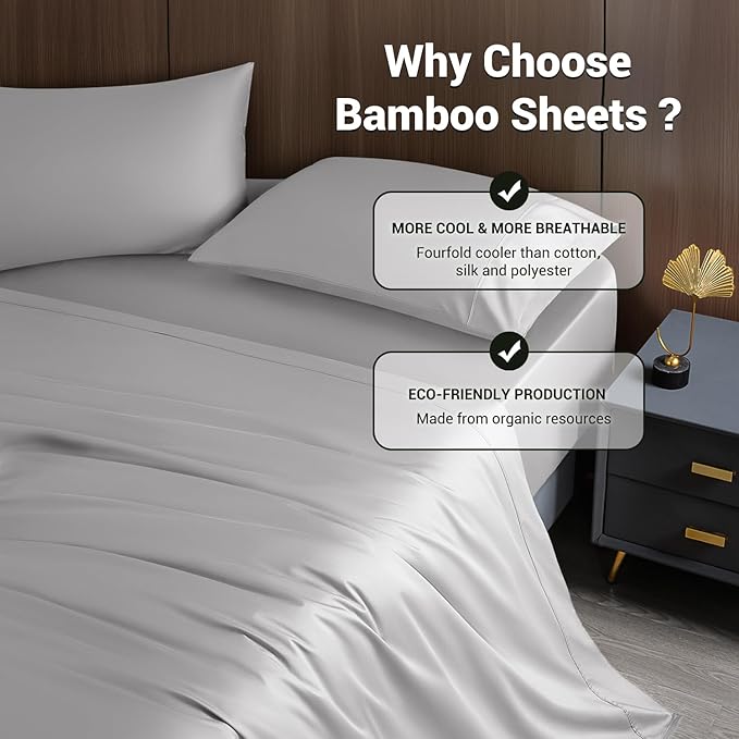 Bamboo Cooling Bed Sheet Set - California King - 4 Piece