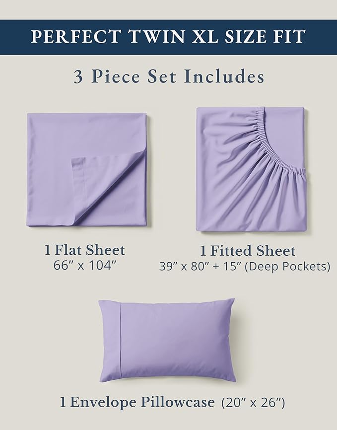 Linen Bed Sheet Set - Twin XL - 3 Piece