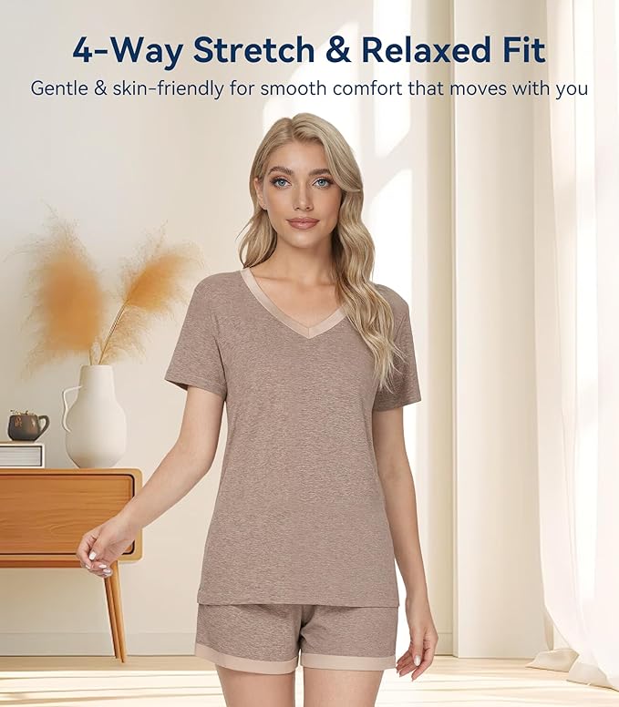 Women's Bamboo Cooling Pajama Set - Short Sleeve - 2 Piece