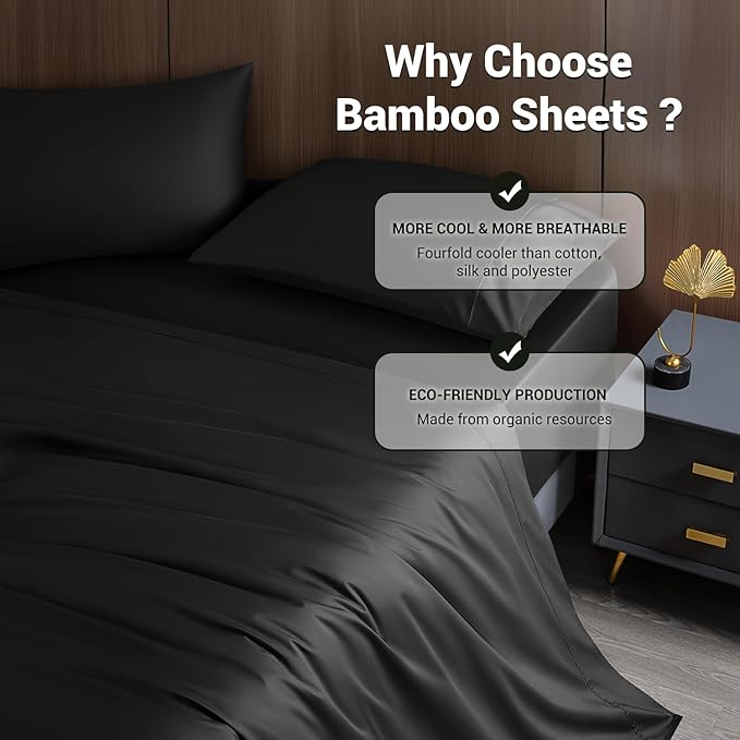 Bamboo Cooling Bed Sheet Set - California King - 4 Piece