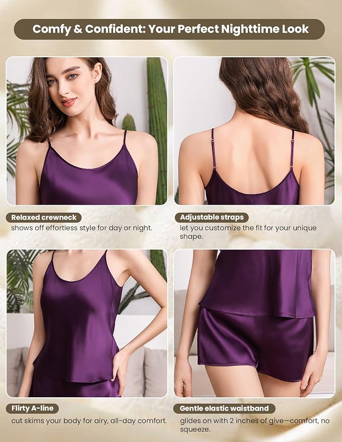 Women's Mulberry Silk Shorts Pajama Set - 2 Piece