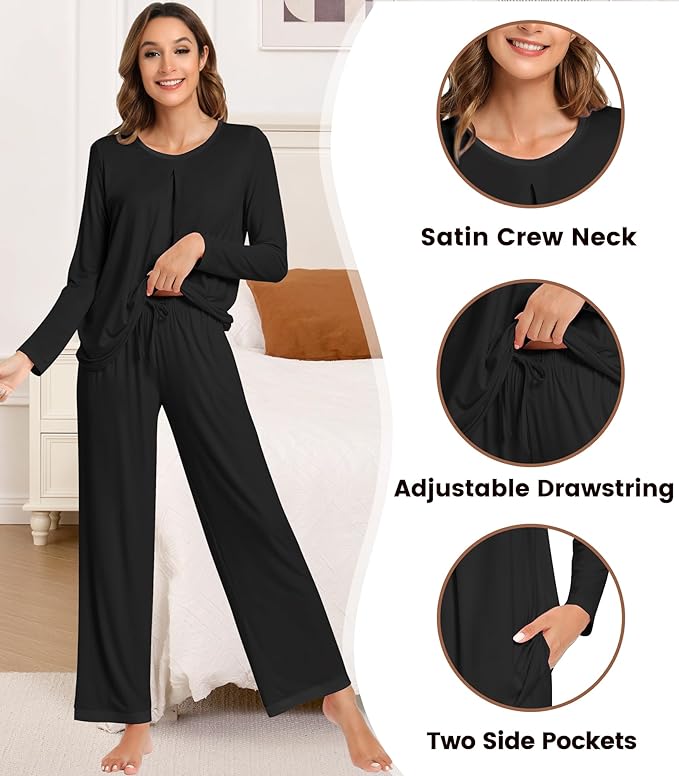 Women's Bamboo Pants Pajama Set - Long Sleeve - 2 Piece