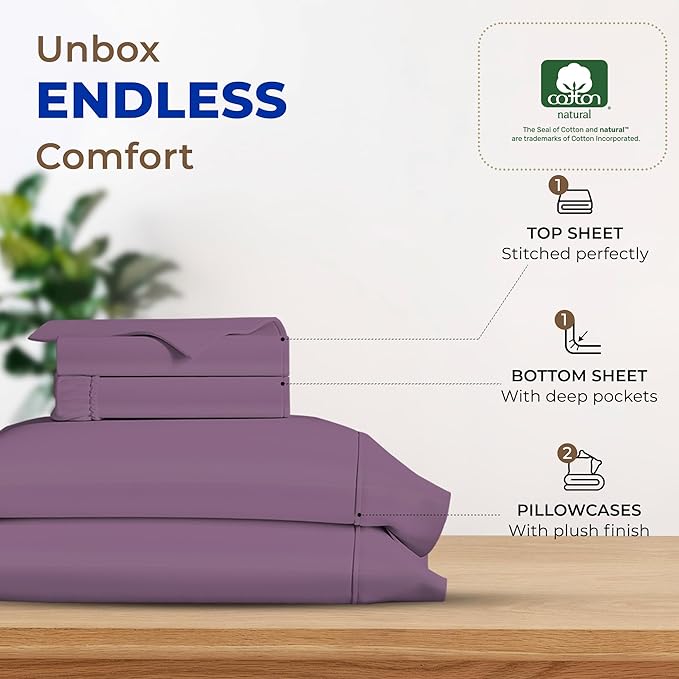 Cooling Bed Sheet Set - Full - 16 in Deep Pocket - 4 Piece