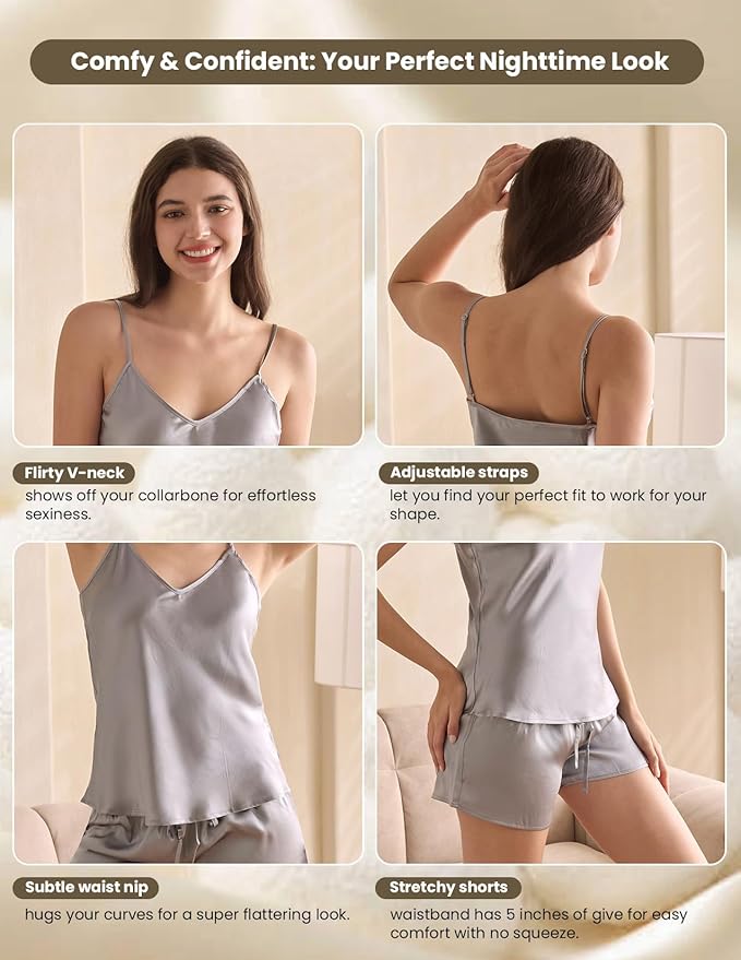 Women's Mulberry Silk Shorts Pajama Set - 2 Piece