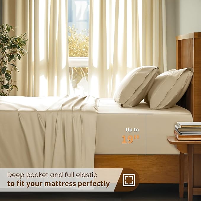 100% Cotton Bed Sheet Set - Queen - 4 Piece