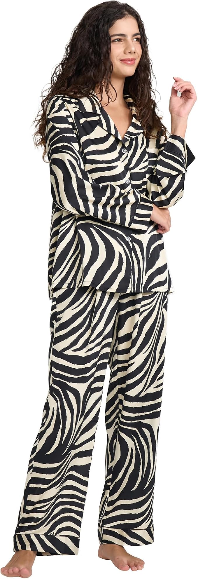 Satin Pajama Set - Long Sleeve - 2 Piece