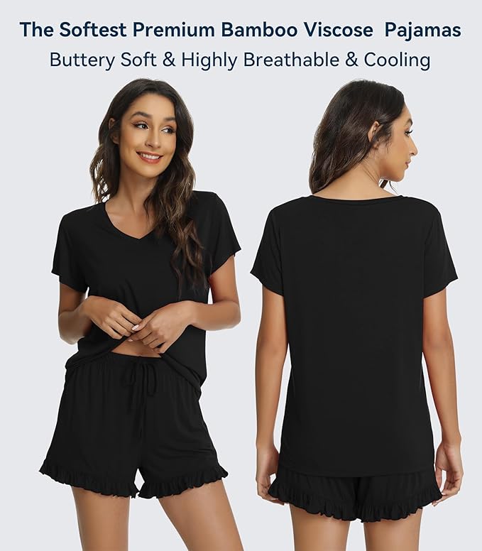 Bamboo Cooling Shorts Pajama Set - Short Sleeve - 2 Piece