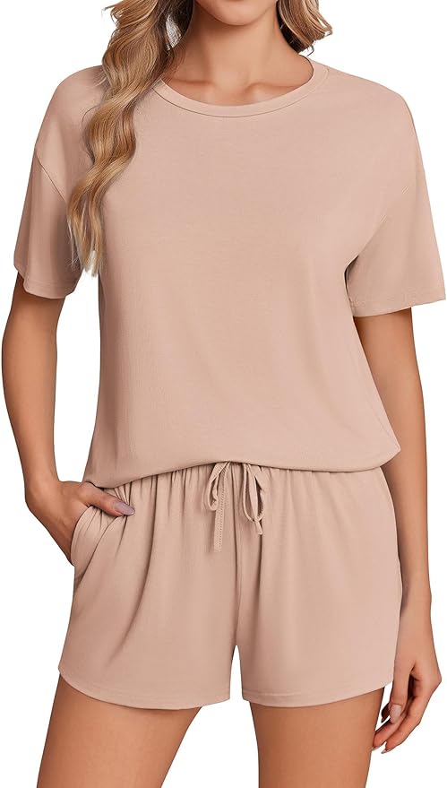 Women's Bamboo Shorts Pajama Set - Short Sleeve - 2 Piece