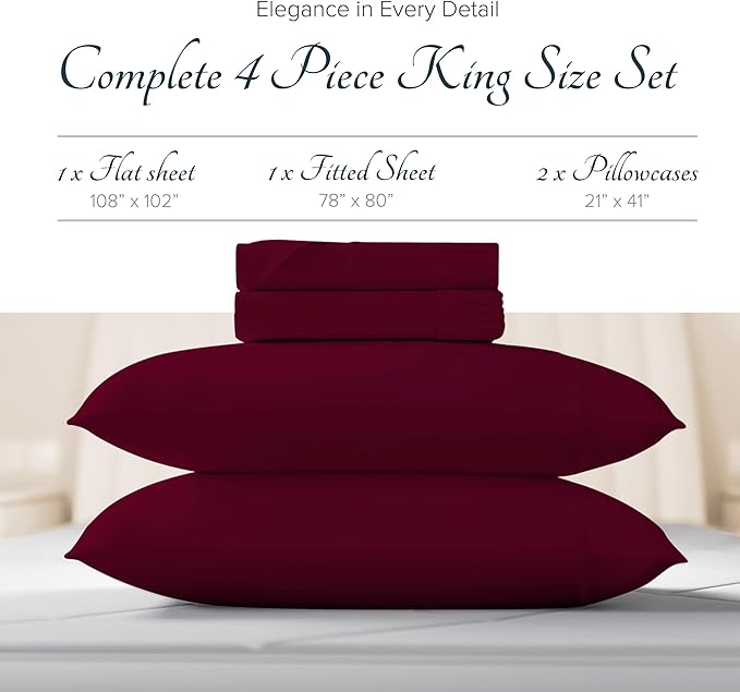 Linen Cooling Bed Sheet Set - King - 17 in Deep Pocket - 4 Piece