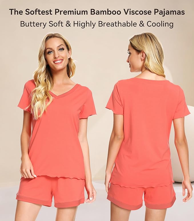 Women's Bamboo Cooling Pajama Set - Short Sleeve - 2 Piece