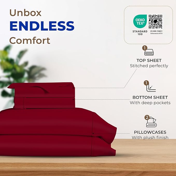 Cooling Bed Sheet Set - King - 16 in Deep Pocket - 4 Piece
