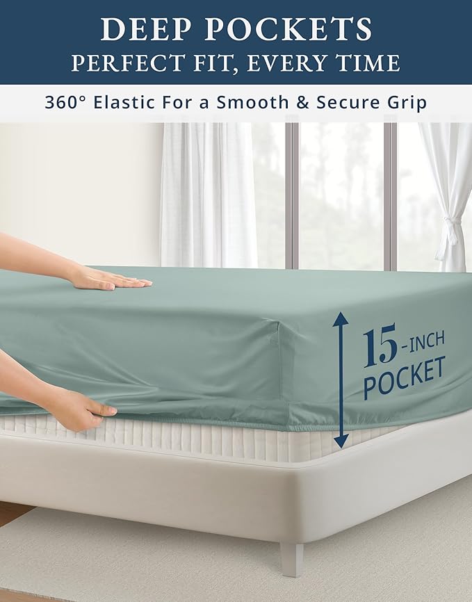 Linen Cooling Bed Sheet Set - King - 15 in Deep Pocket