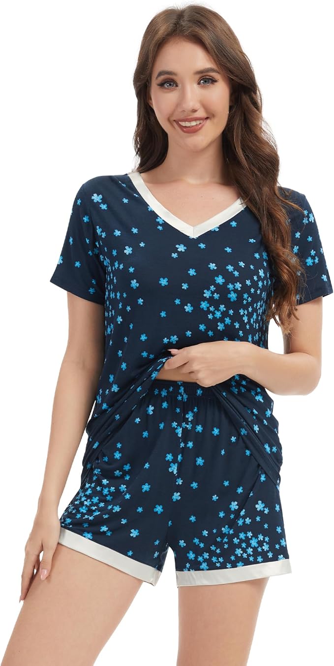 Women's Bamboo Cooling Pajama Set - Short Sleeve - 2 Piece