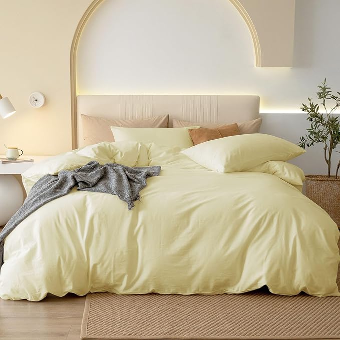 Linen Duvet Cover Set - Queen - 90 x 90 in - 3 Piece