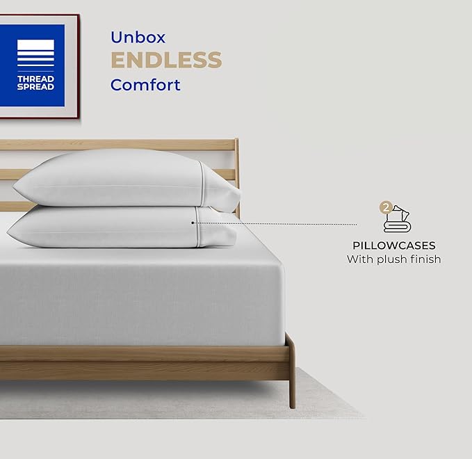 100% Cotton Cooling Pillowcase Set - Queen - 2 Piece