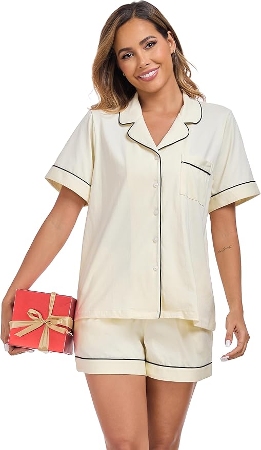 100% Cotton Pajama Set - Short Sleeve - 2 Piece