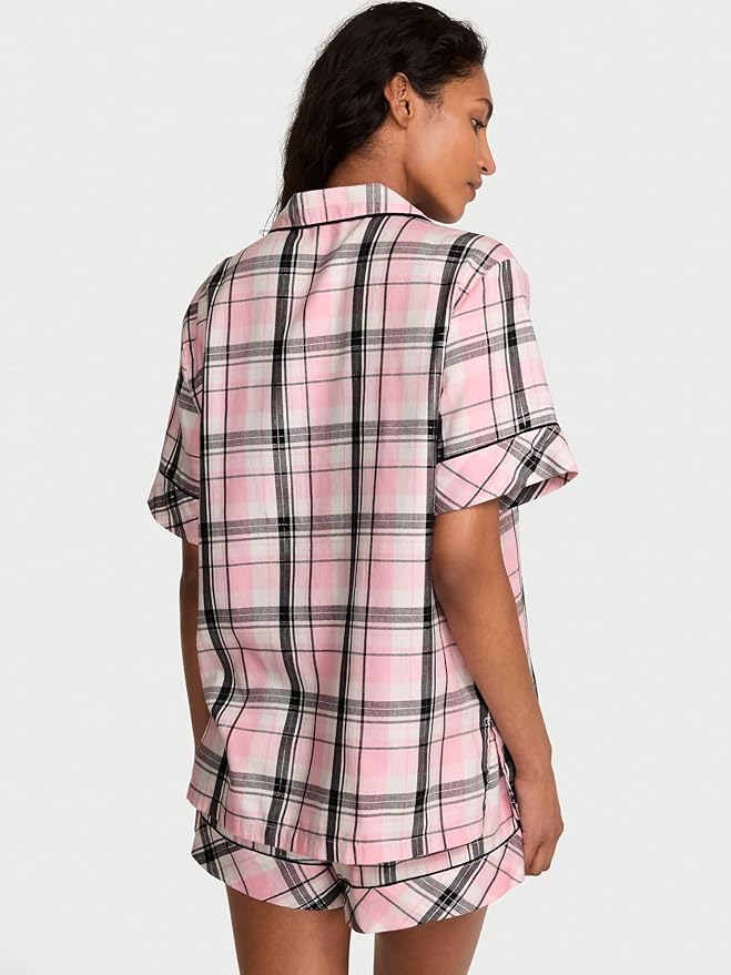 Women's Flannel Pajama Set - Short Sleeve - 2 Piece