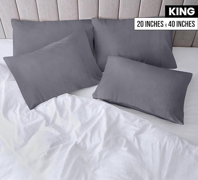 Microfiber Pillowcase Set - King - 20 x 40 in - 4 Pack