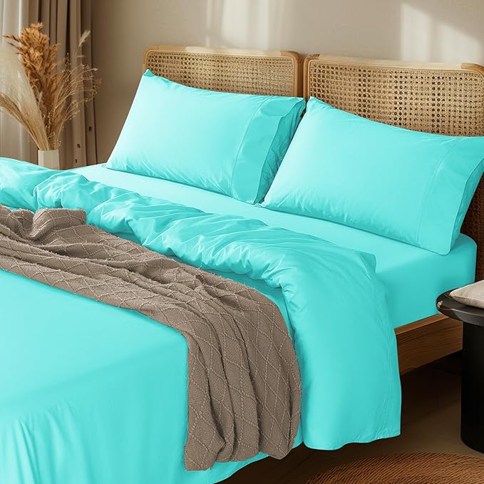 100% Cotton Bed Sheet Set - Queen - 16 in Deep Pocket - 4 Piece