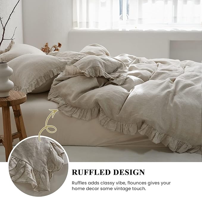 Linen Duvet Cover Set - Queen - 3 Piece